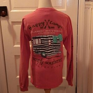 Simply Southern medium pink camping camper shirt